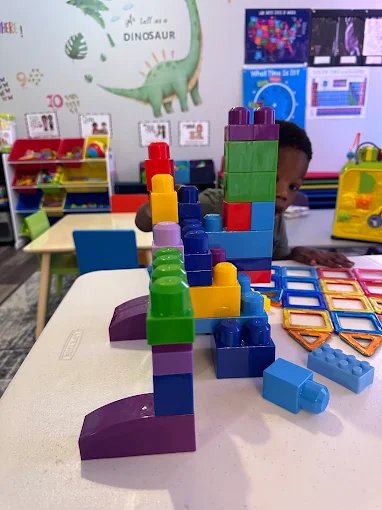Child building with blocks